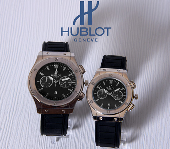 ست ساعت مچی مردانه و زنانه Hublot مدل Iso (صفحه مشکی)