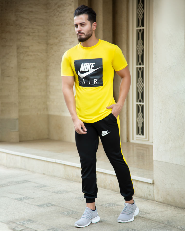 ست تیشرت وشلوار مردانه Nike مدل Zilan (زرد)